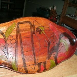 hand carved wooden tray.